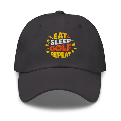 Eat Sleep Golf Repeat Fun Design Embroidered Golf Cap - Funny Golf Tee by Swing Epic