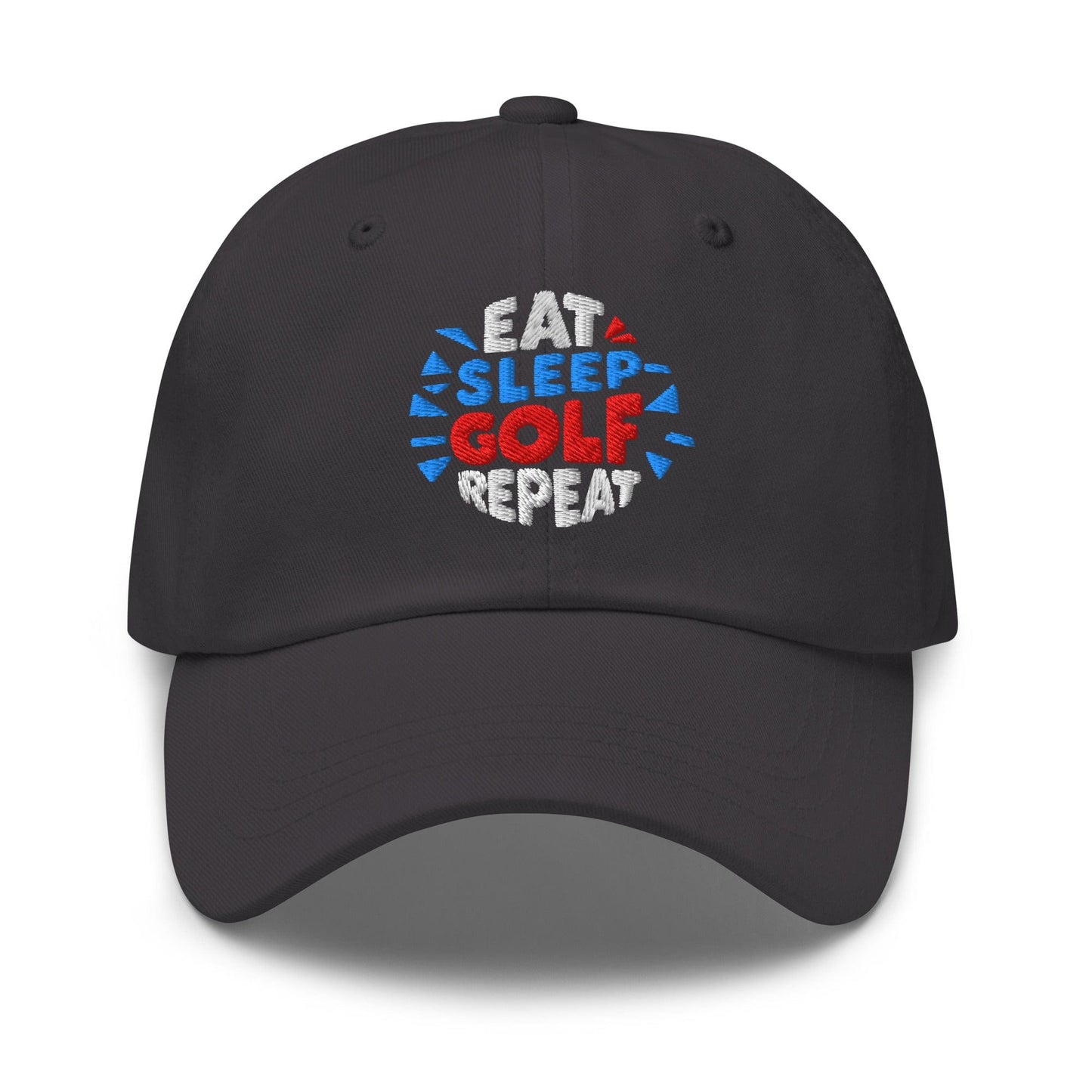 Eat Sleep Golf Repeat Fun Design Embroidered Golf Cap - Funny Golf Tee by Swing Epic