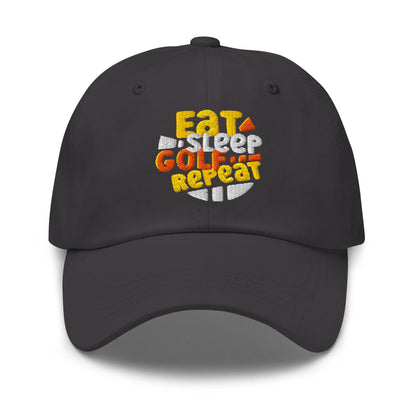 Eat Sleep Golf Repeat Fun Design Embroidered Golf Cap - Funny Golf Tee by Swing Epic