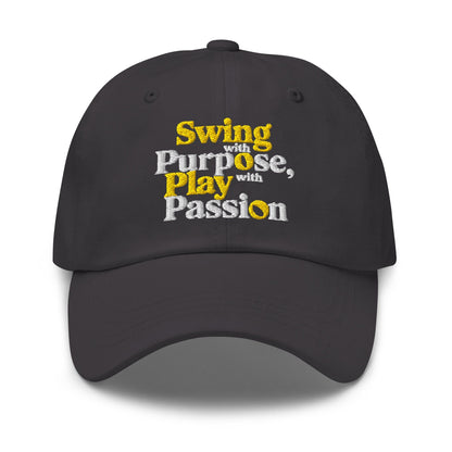Swing with Purpose Play with Passion Embroidered Golf Cap - Funny Golf Tee by Swing Epic