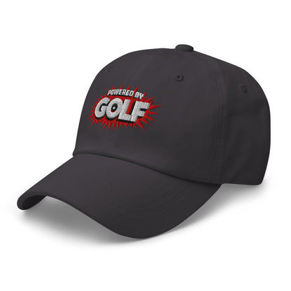 Powered By Golf Funny Embroidered Golf Cap - Funny Golf Tee by Swing Epic
