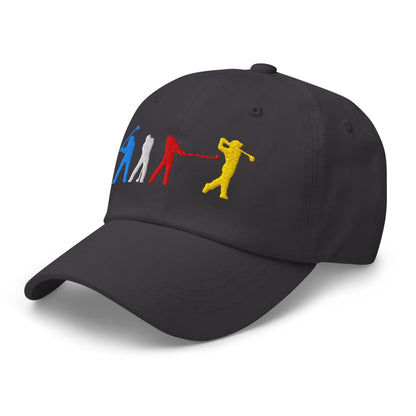 Four Swinging Silhouettes Dynamic Embroidered Golf Cap - Funny Golf Tee by Swing Epic
