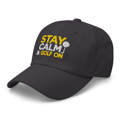 Stay Calm & Golf On Funny Embroidered Golf Cap - Funny Golf Tee by Swing Epic
