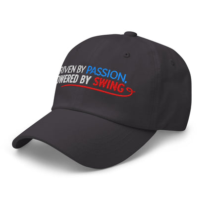 Driven by Passion Powered by Swing Embroidered Golf Cap - Funny Golf Tee by Swing Epic
