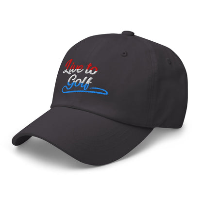Live to Golf Fun Embroidered Golf Cap - Funny Golf Tee by Swing Epic