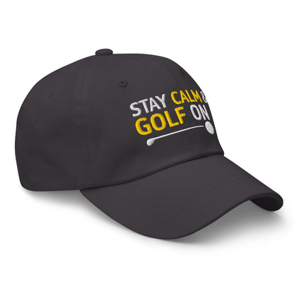 Stay Calm and Golf On Funny Embroidered Golf Cap - Funny Golf Tee by Swing Epic
