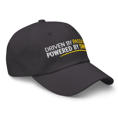 Driven by Passion Powered by Swing Embroidered Golf Cap - Funny Golf Tee by Swing Epic