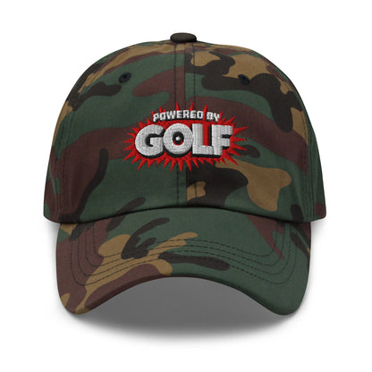 Powered By Golf Funny Embroidered Golf Cap - Funny Golf Tee by Swing Epic