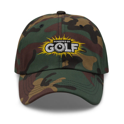 Powered By Golf Funny Embroidered Golf Cap - Funny Golf Tee by Swing Epic