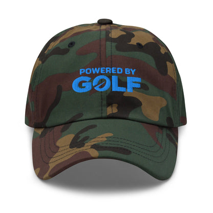 Powered By Golf Funny Embroidered Golf Cap - Funny Golf Tee by Swing Epic