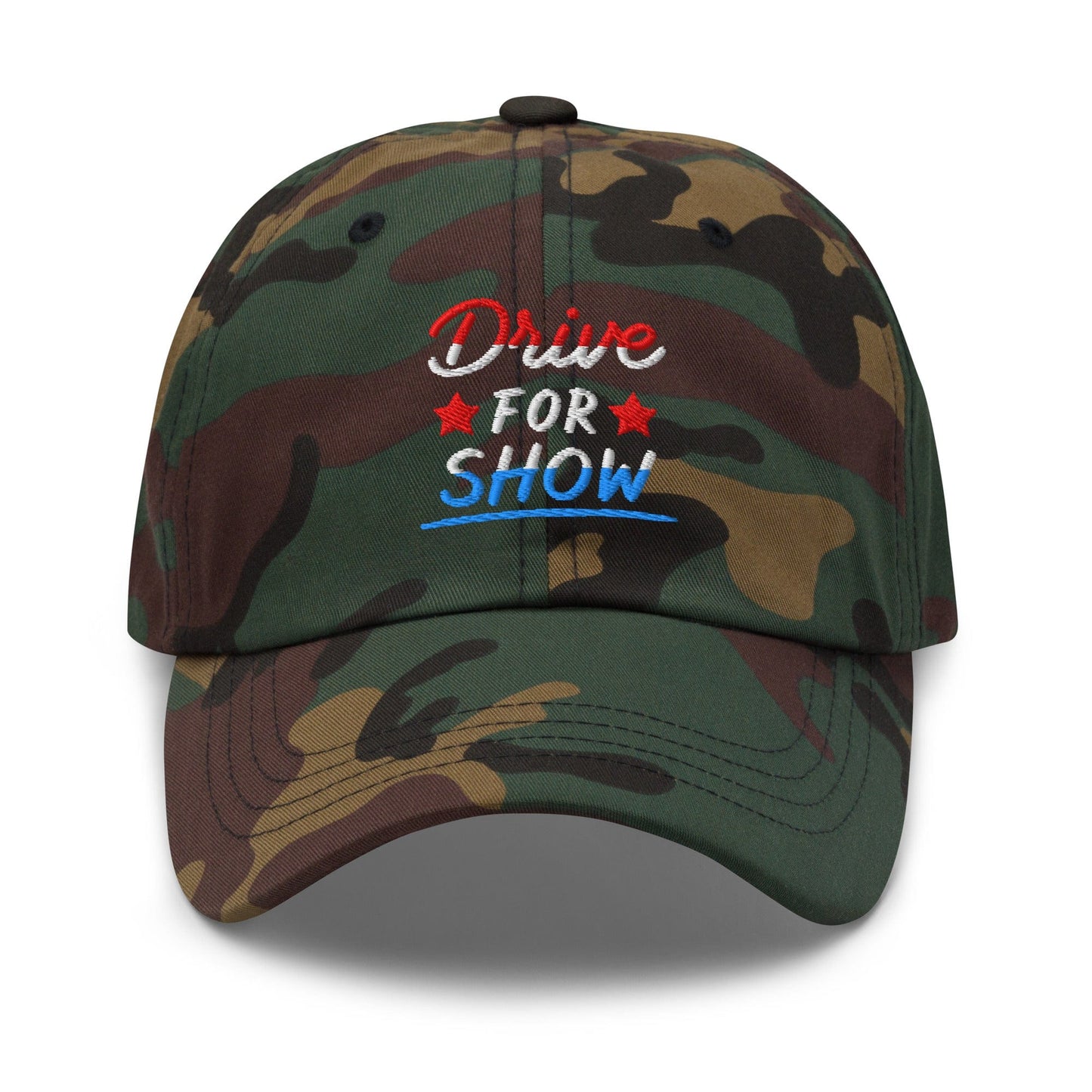 Drive For Show Patriotic Fun Embroidered Golf Cap - Funny Golf Tee by Swing Epic
