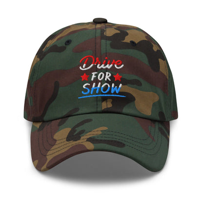 Drive For Show Patriotic Fun Embroidered Golf Cap - Funny Golf Tee by Swing Epic