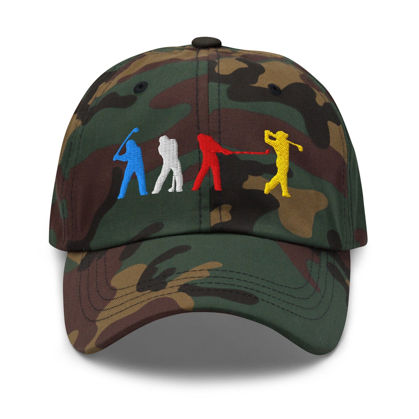 Four Swinging Silhouettes Dynamic Embroidered Golf Cap - Funny Golf Tee by Swing Epic