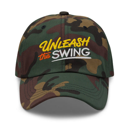 Unleash The Swing Embroidered Golf Cap - Funny Golf Tee by Swing Epic