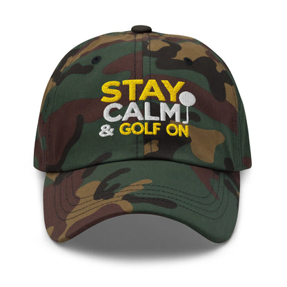 Stay Calm & Golf On Funny Embroidered Golf Cap - Funny Golf Tee by Swing Epic