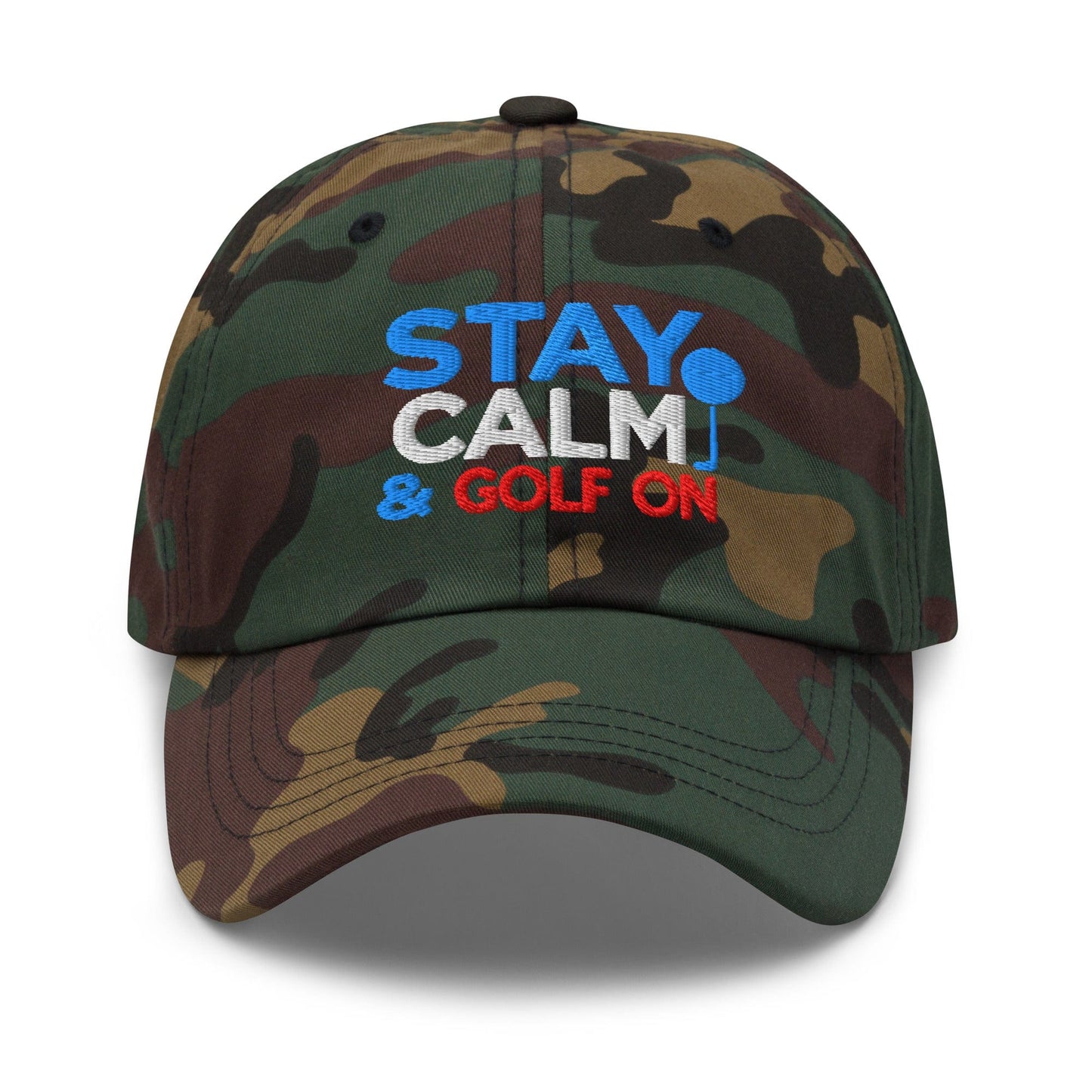 Stay Calm & Golf On Funny Embroidered Golf Cap - Funny Golf Tee by Swing Epic