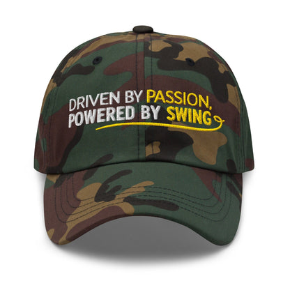 Driven by Passion Powered by Swing Embroidered Golf Cap - Funny Golf Tee by Swing Epic