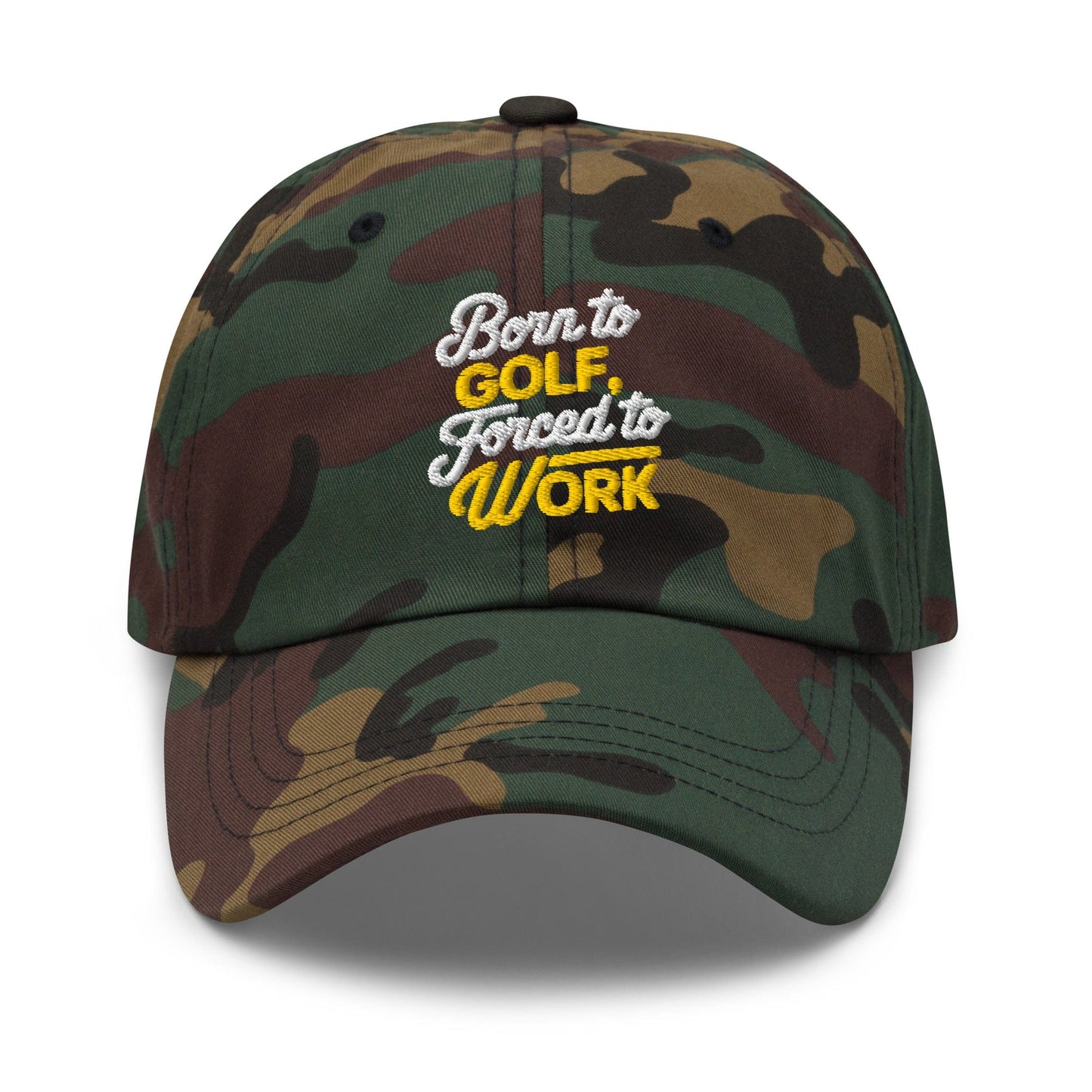 Born to Golf Forced to Work Quirky Embroidered Golf Cap - Funny Golf Tee by Swing Epic