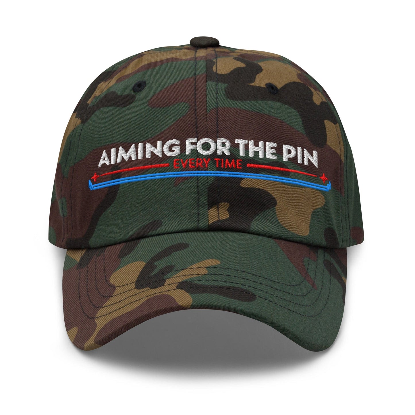 Aiming for the Pin Every Time Engaging Embroidered Golf Cap - Funny Golf Tee by Swing Epic