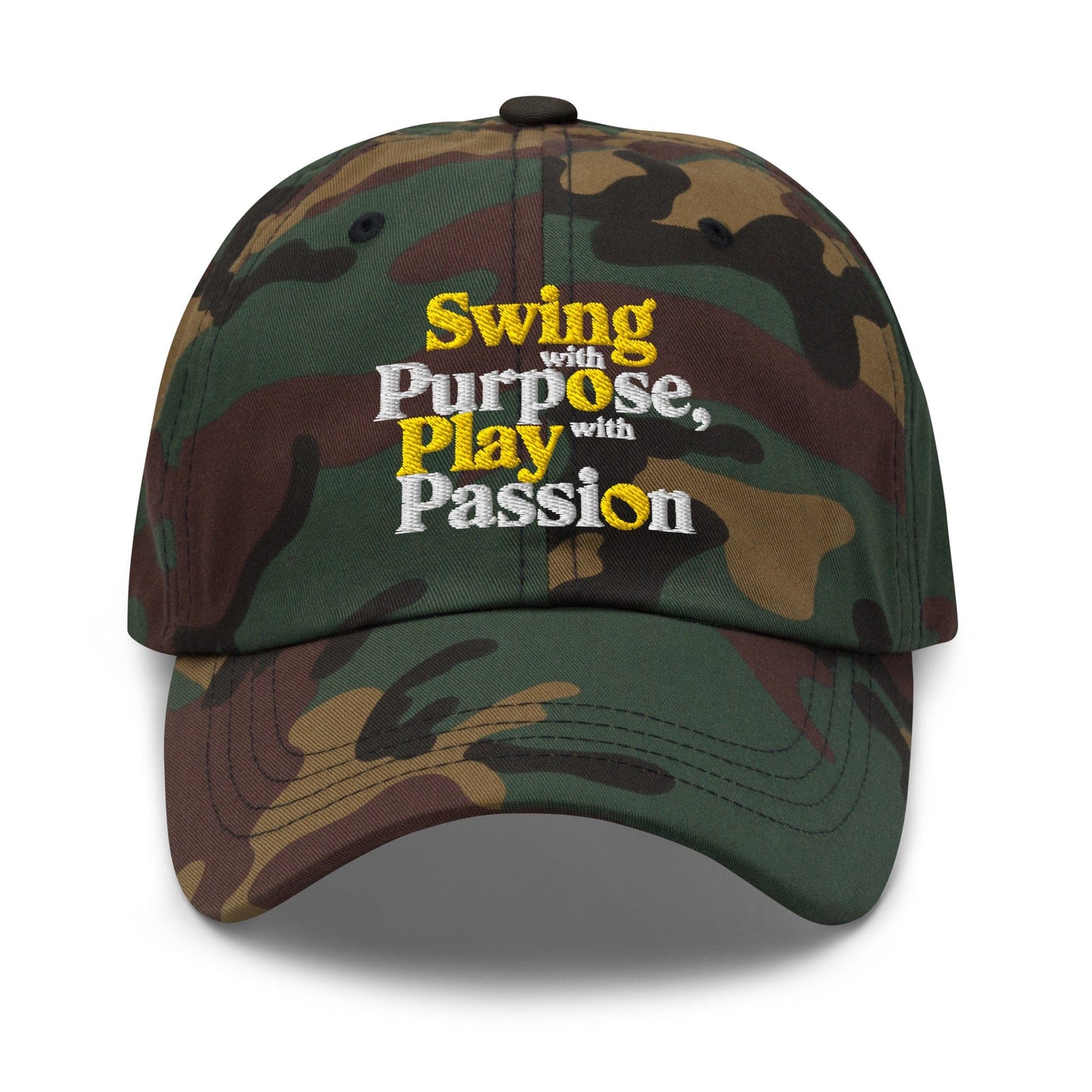 Swing with Purpose Play with Passion Embroidered Golf Cap - Funny Golf Tee by Swing Epic