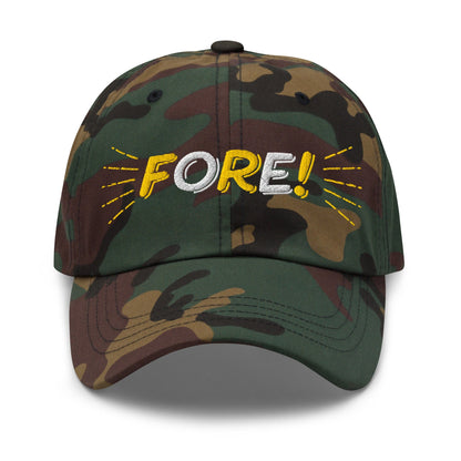FORE! Quirky Embroidered Golf Cap - Funny Golf Tee by Swing Epic