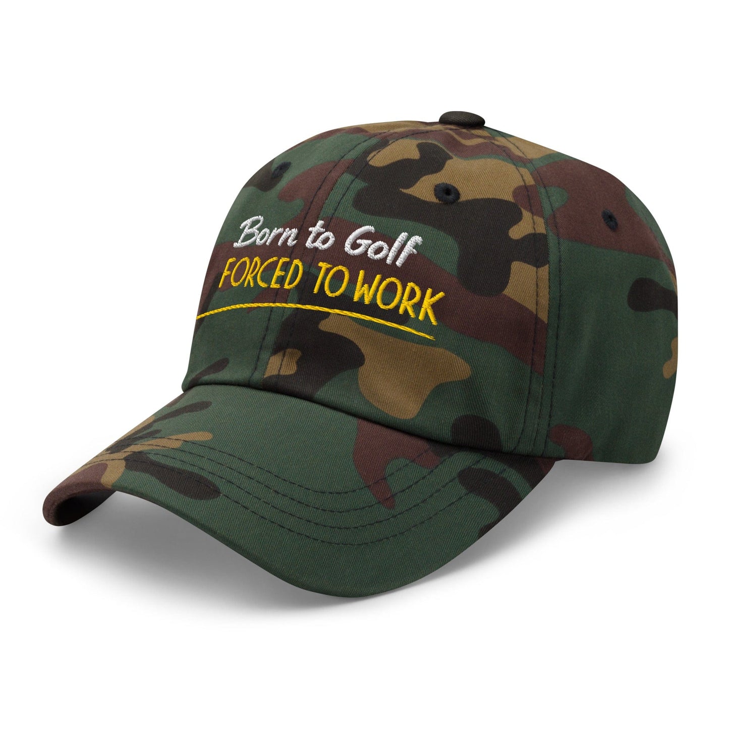 Born to Golf Forced to Work Fun Embroidered Golf Cap - Funny Golf Tee by Swing Epic