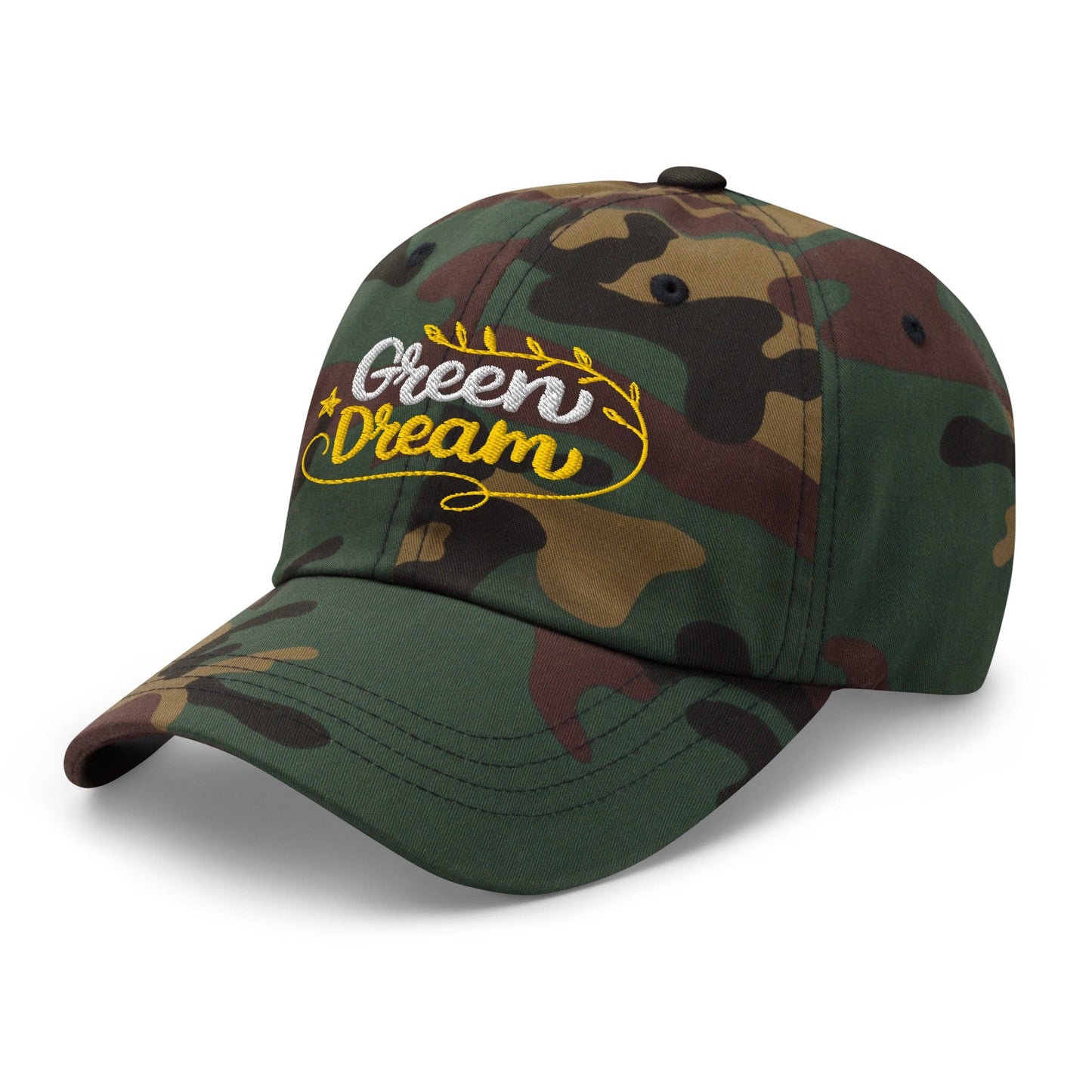 Green Dream Stars and Leaves Fun Embroidered Golf Cap - Funny Golf Tee by Swing Epic