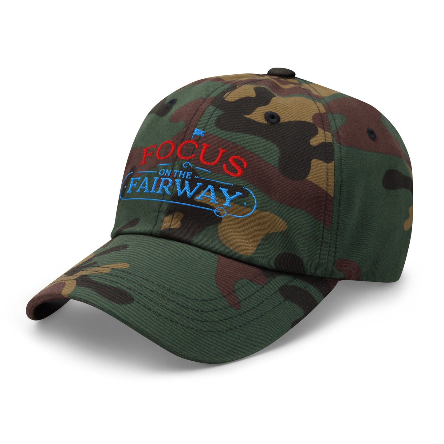 Focus on the Fairway Flag Embroidered Golf Cap - Funny Golf Tee by Swing Epic
