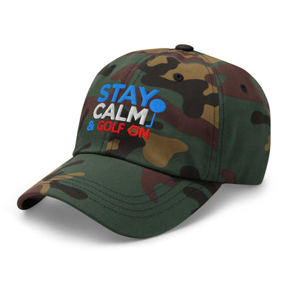 Stay Calm & Golf On Funny Embroidered Golf Cap - Funny Golf Tee by Swing Epic