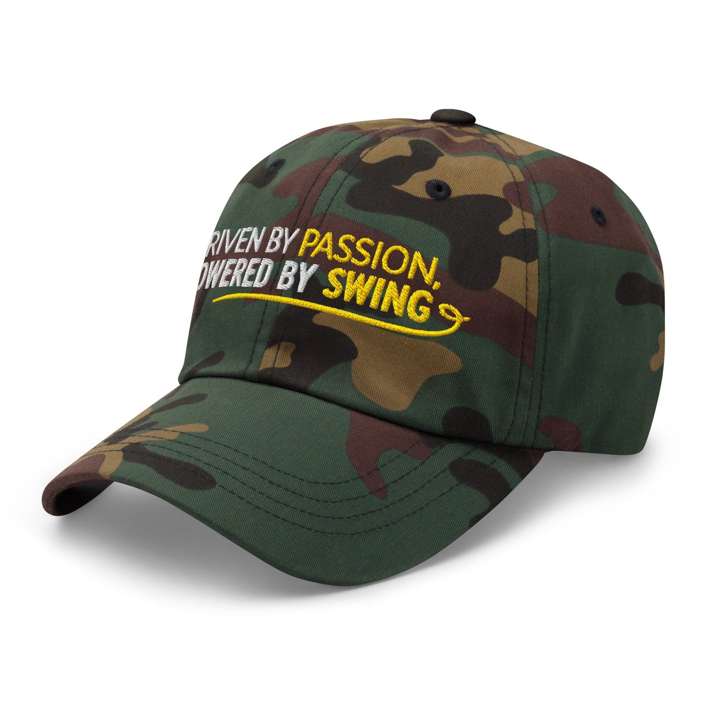 Driven by Passion Powered by Swing Embroidered Golf Cap - Funny Golf Tee by Swing Epic