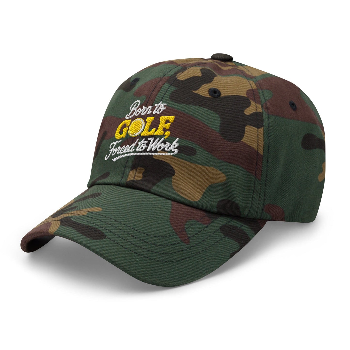 Born to Golf Forced to Work Fun Unique Embroidered Golf Cap - Funny Golf Tee by Swing Epic