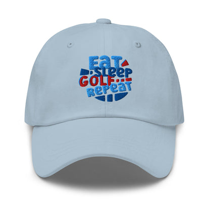 Eat Sleep Golf Repeat Fun Design Embroidered Golf Cap - Funny Golf Tee by Swing Epic