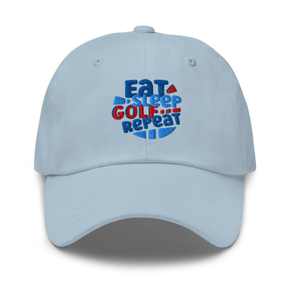 Eat Sleep Golf Repeat Fun Design Embroidered Golf Cap - Funny Golf Tee by Swing Epic
