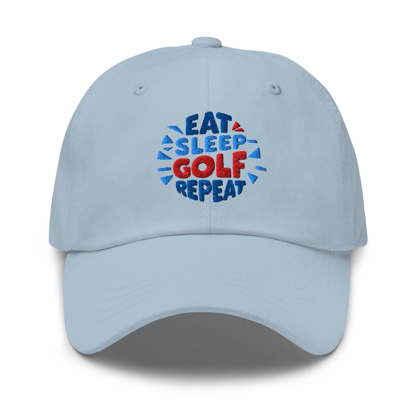 Eat Sleep Golf Repeat Fun Design Embroidered Golf Cap - Funny Golf Tee by Swing Epic
