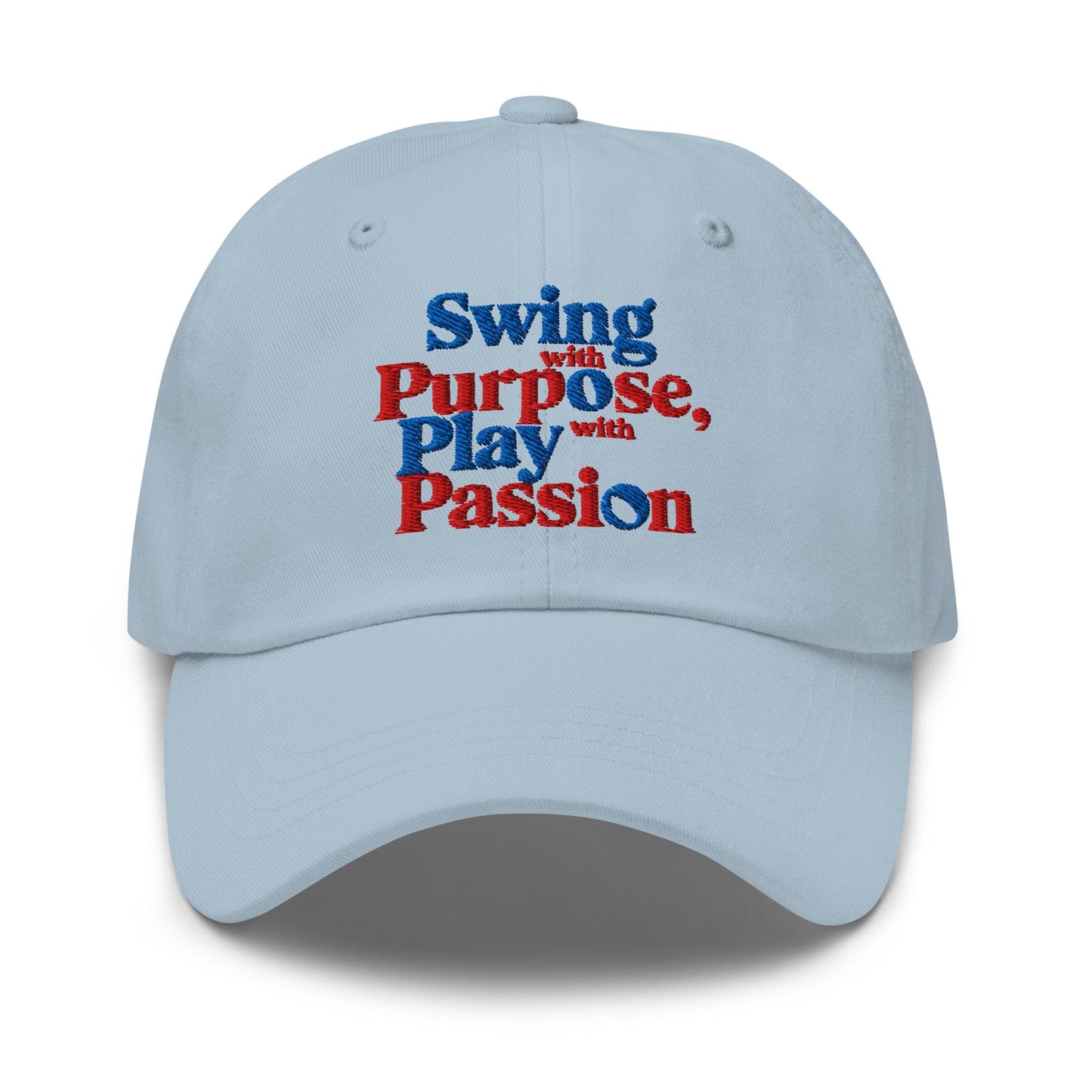 Swing with Purpose Play with Passion Embroidered Golf Cap - Funny Golf Tee by Swing Epic