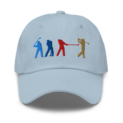 Four Swinging Silhouettes Dynamic Embroidered Golf Cap - Funny Golf Tee by Swing Epic
