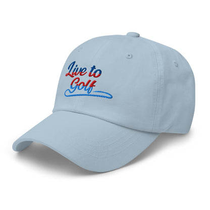 Live to Golf Fun Embroidered Golf Cap - Funny Golf Tee by Swing Epic