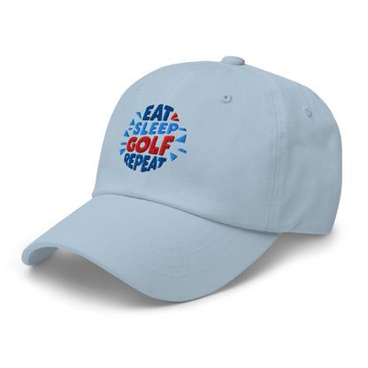Eat Sleep Golf Repeat Fun Design Embroidered Golf Cap - Funny Golf Tee by Swing Epic