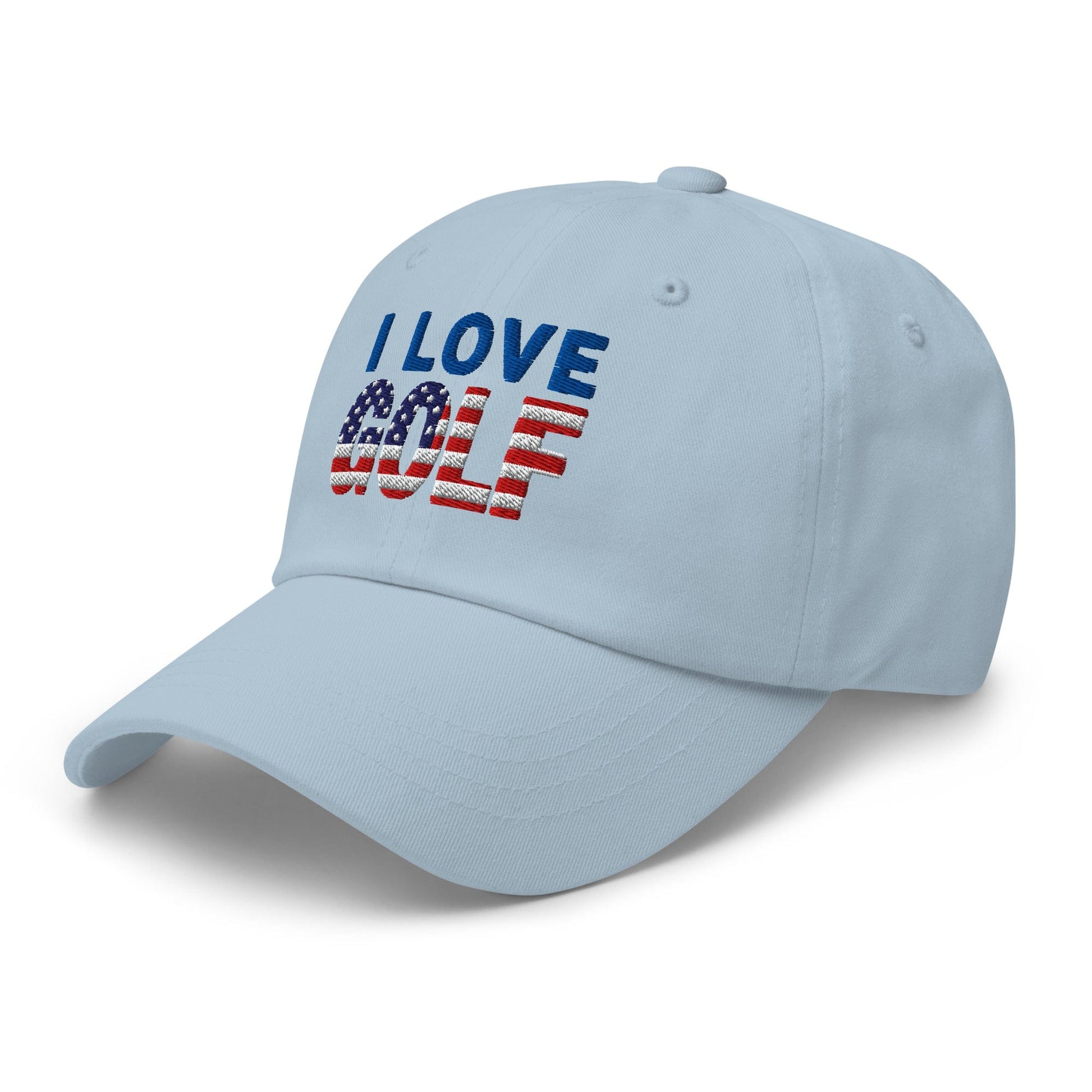 I Love Golf USA Flag Patriotic Embroidered Golf Cap - Funny Golf Tee by Swing Epic