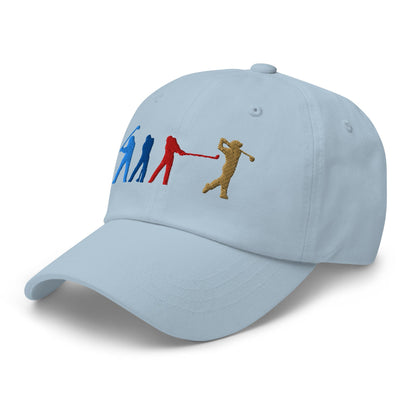 Four Swinging Silhouettes Dynamic Embroidered Golf Cap - Funny Golf Tee by Swing Epic