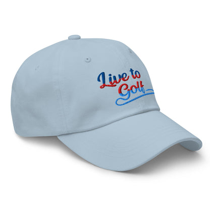 Live to Golf Fun Embroidered Golf Cap - Funny Golf Tee by Swing Epic
