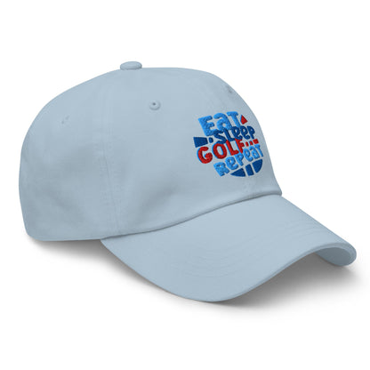 Eat Sleep Golf Repeat Fun Design Embroidered Golf Cap - Funny Golf Tee by Swing Epic