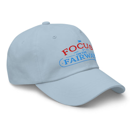 Focus on the Fairway Flag Embroidered Golf Cap - Funny Golf Tee by Swing Epic