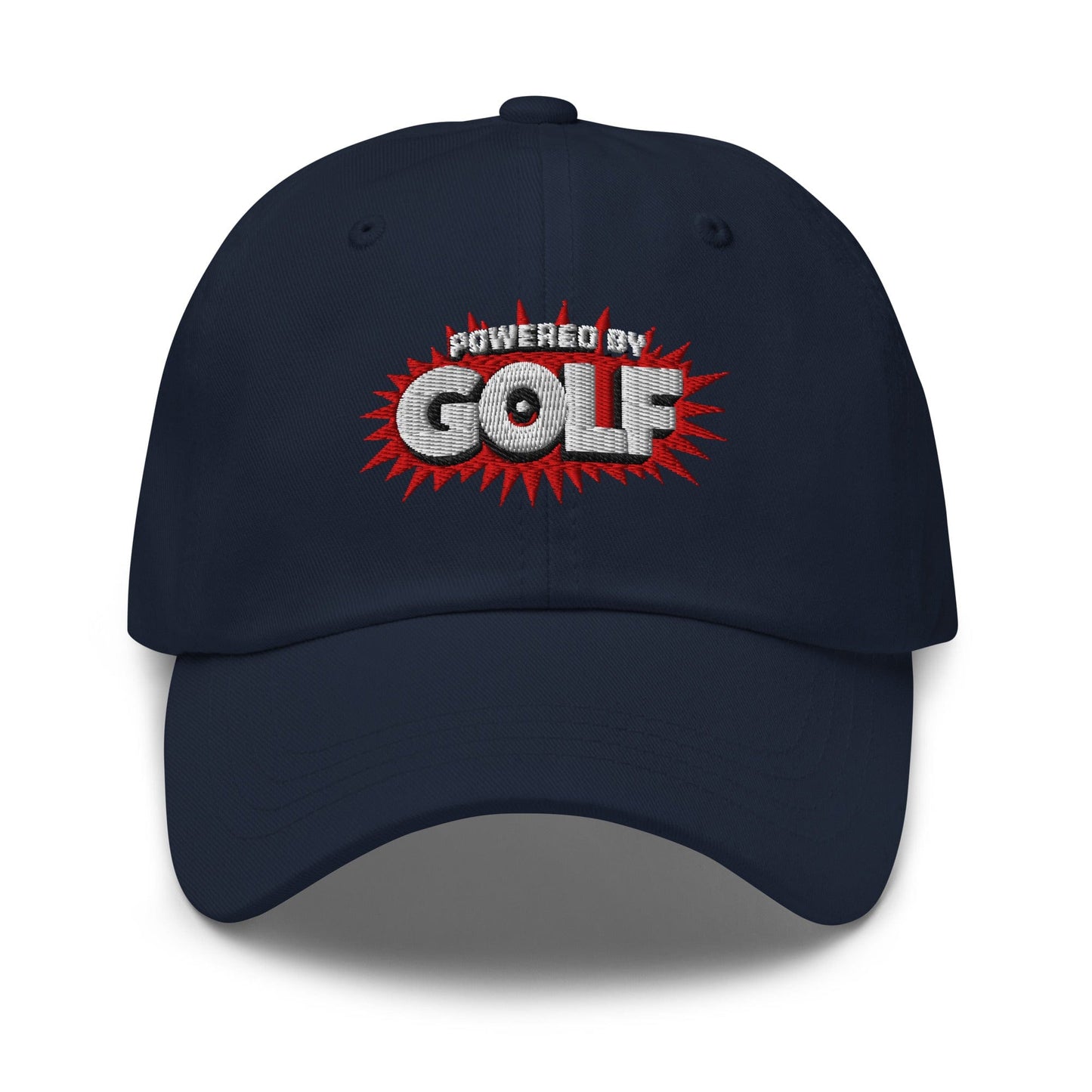 Powered By Golf Funny Embroidered Golf Cap - Funny Golf Tee by Swing Epic