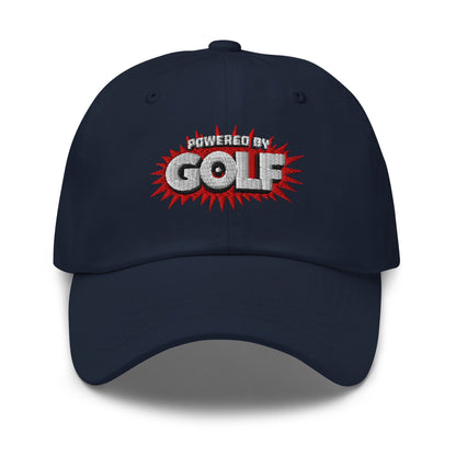 Powered By Golf Funny Embroidered Golf Cap - Funny Golf Tee by Swing Epic