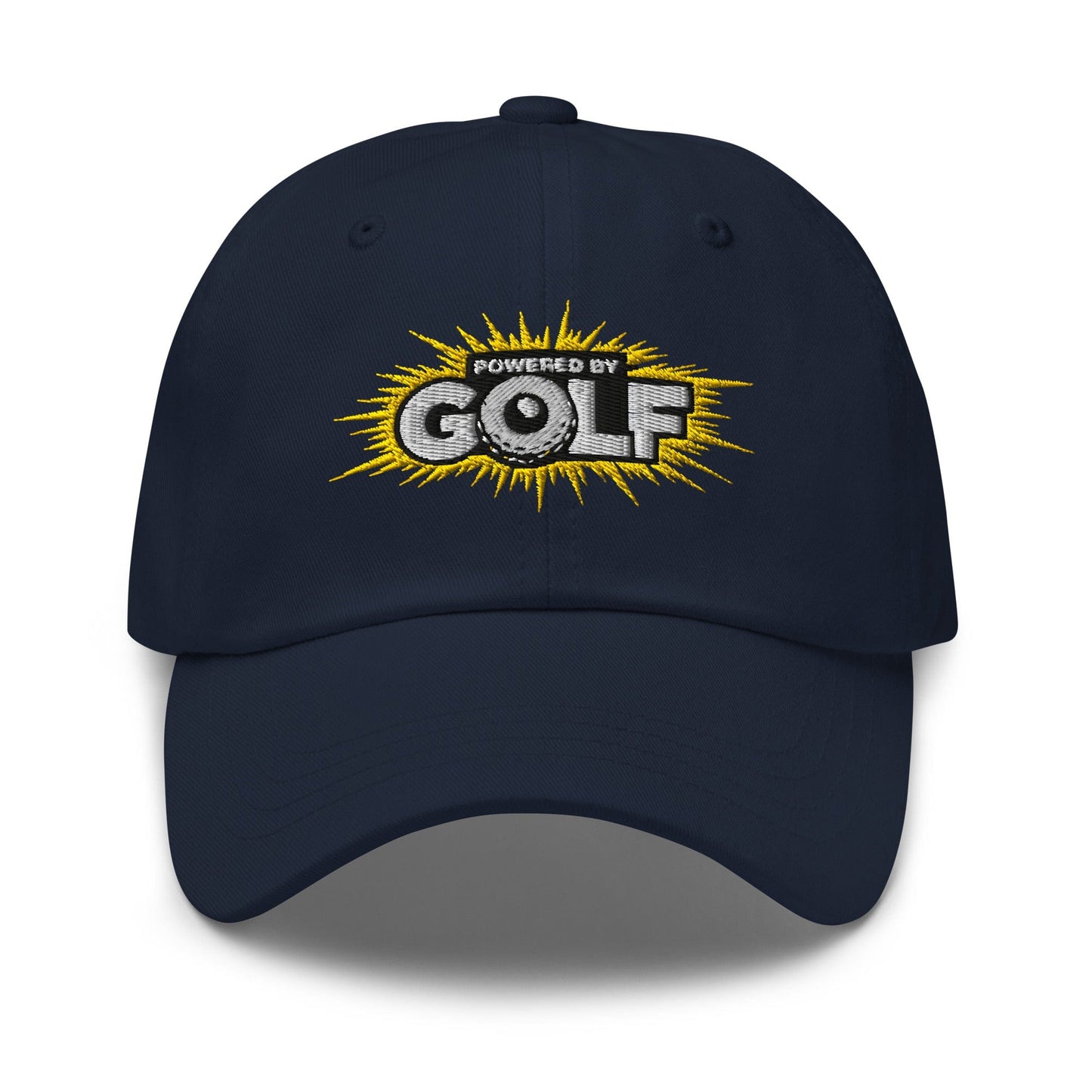 Powered By Golf Funny Embroidered Golf Cap - Funny Golf Tee by Swing Epic
