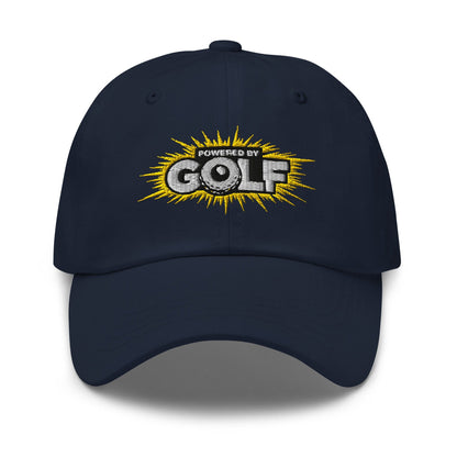 Powered By Golf Funny Embroidered Golf Cap - Funny Golf Tee by Swing Epic