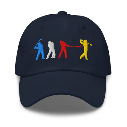 Four Swinging Silhouettes Dynamic Embroidered Golf Cap - Funny Golf Tee by Swing Epic