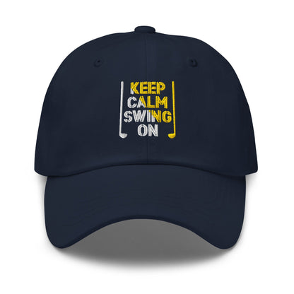 Keep Calm Swing On Embroidered Golf Cap - Funny Golf Tee by Swing Epic