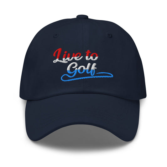 Live to Golf Fun Embroidered Golf Cap - Funny Golf Tee by Swing Epic
